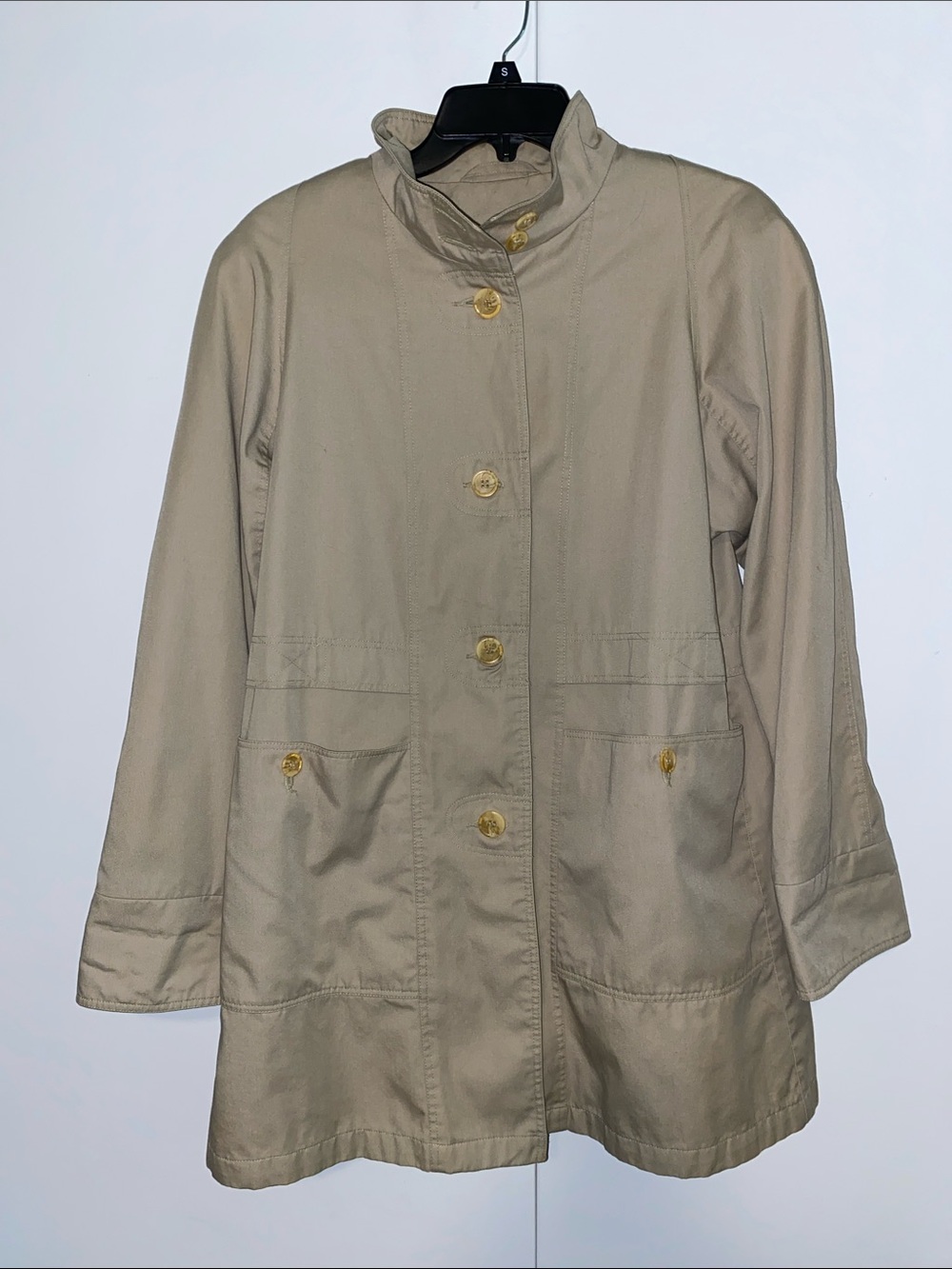 Vintage Beige Women's Lightweight Button-Front Rain Coat